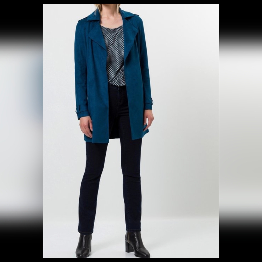 ZERO Women's Faux Suede Blue Coat Size M